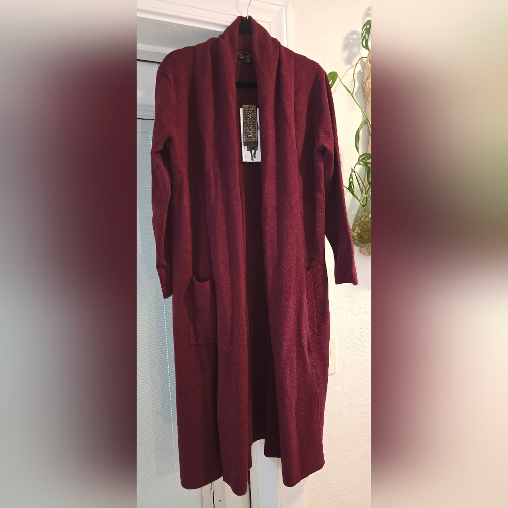 NWT Burgundy Women's Long Duster